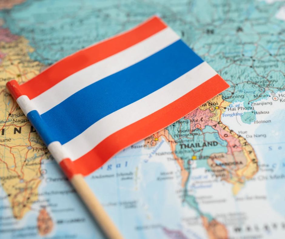 thailand flag and map